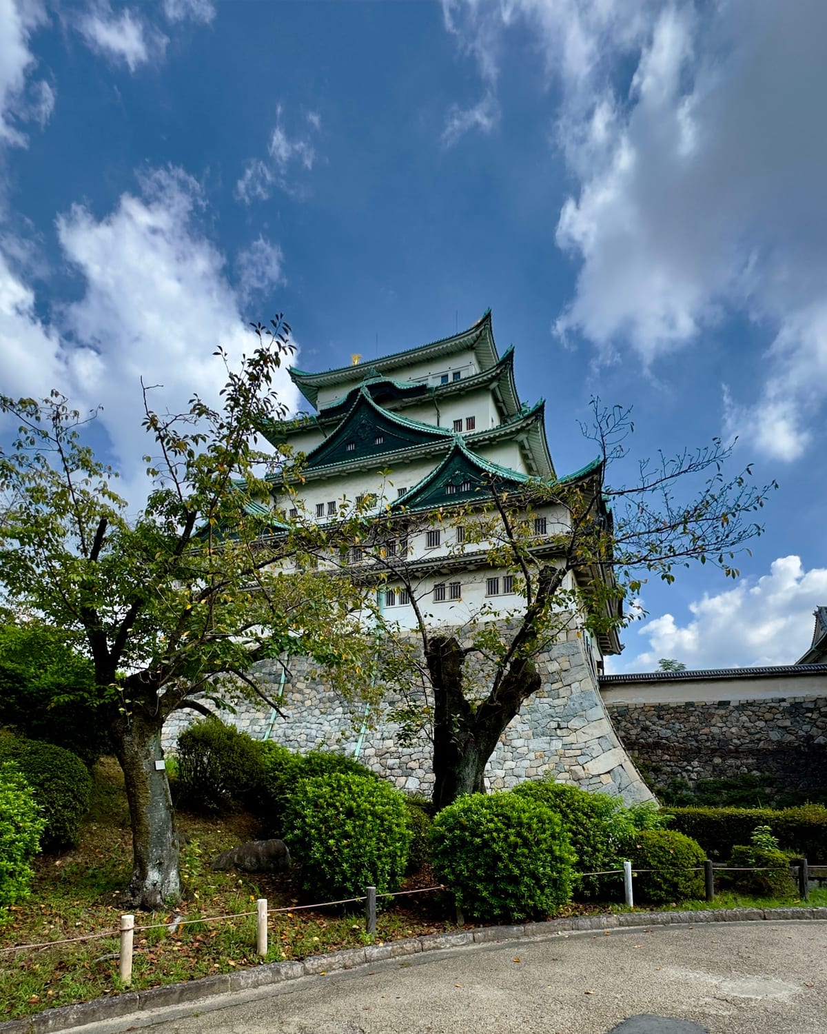 Temple and lush landscape in Asia